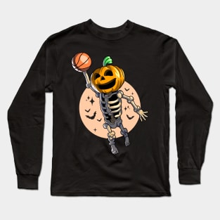 Skeleton Pumpkin Baller Long Sleeve T-Shirt